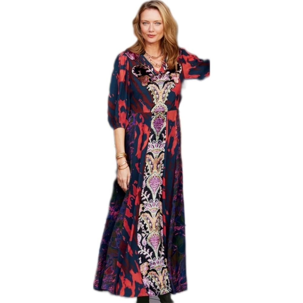 Soft Surroundings Epiphany rayon Cheetah animal print boho maxi dress 10…